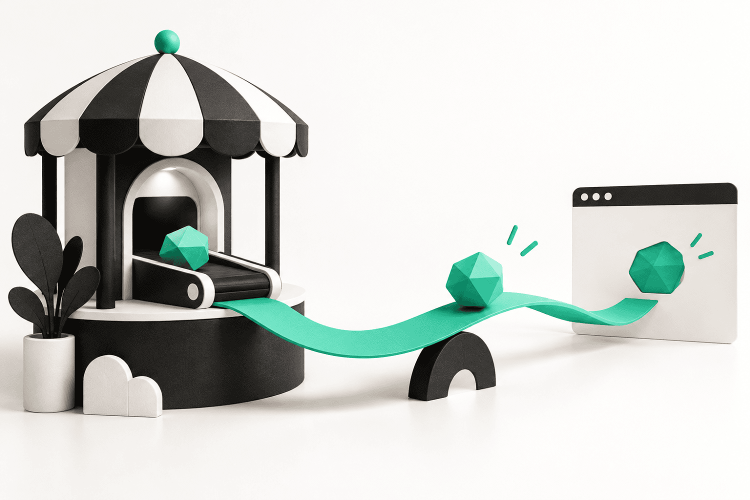 A playful event booth connected to a useful take-away and a clear digital next step.