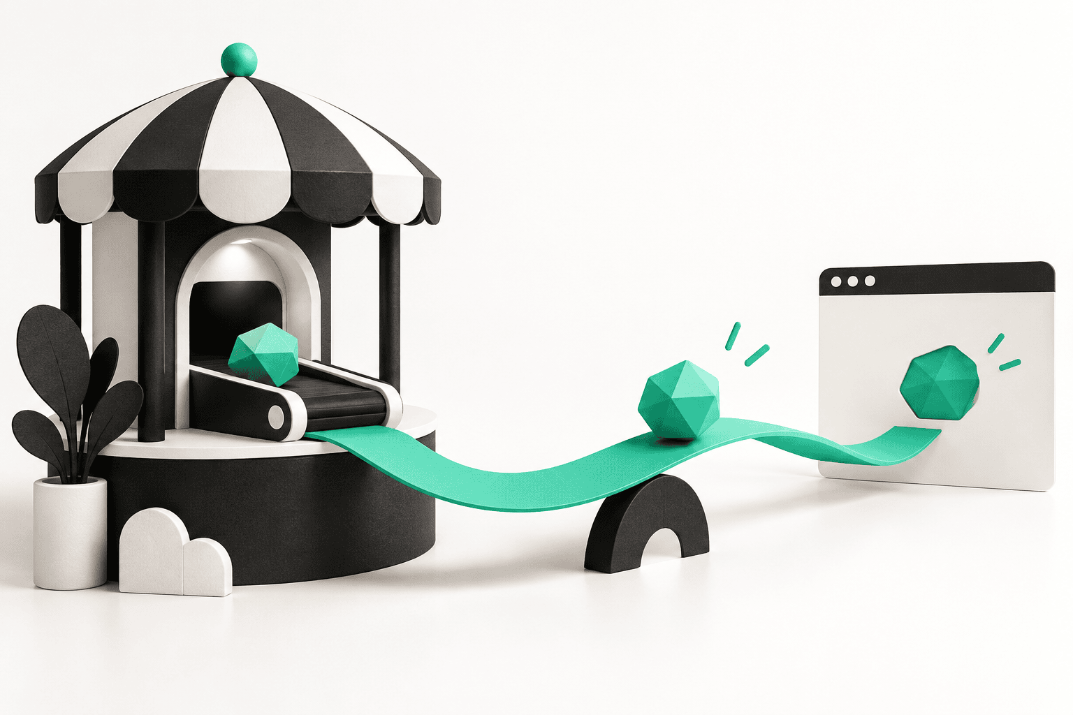 A playful event booth connected to a useful take-away and a clear digital next step.