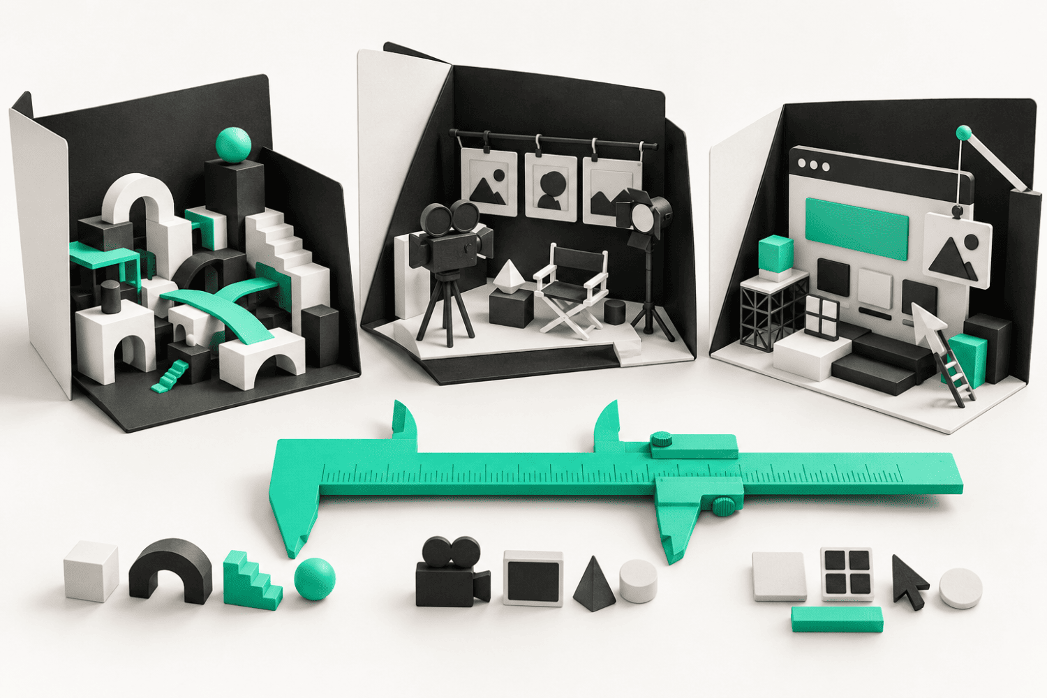 Mint measuring tool comparing three distinct miniature project systems.